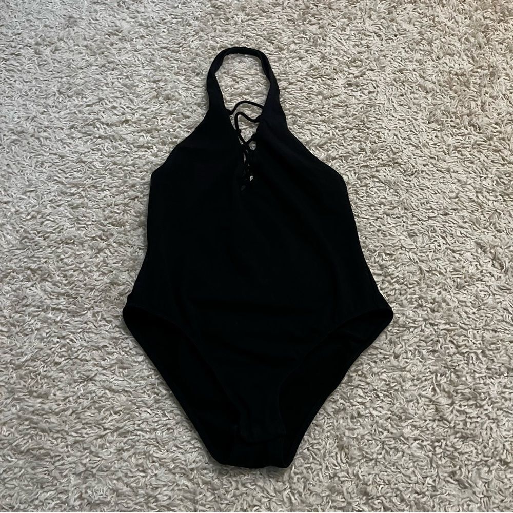 victoria's secret black cross over bodysuit size small